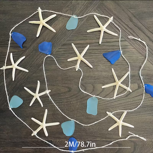 Guirnalda de Conchas Marinas Azules y Verdes Hechas a Mano de 78.7 Pulgadas, Decoración de Pared con Estrellas de Mar, Cinta para Árbol de Navidad, Regalo de Cumpleaños - Product Image 5