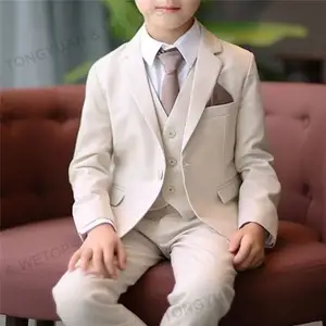 Custom Apparel Suits Baby Boy Costume Cotton Single Breasted Kids Blazers Boys Suits Set Formal Wedding Wear Children Clothing