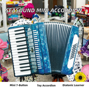 Accordéon diatonique portable bleu, clavier à 7 boutons, connecteur RCA pour enfants JB702 - Product Image 2