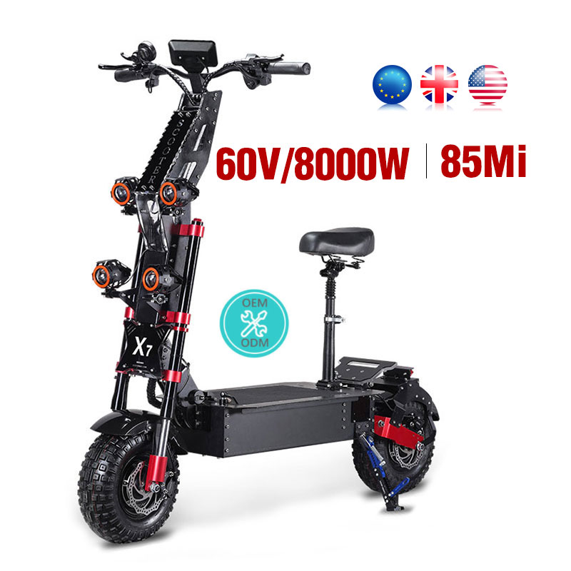 X7 Scooter électrique tout-terrain puissant et rapide pour adulte, double moteur El 8000W avec siège