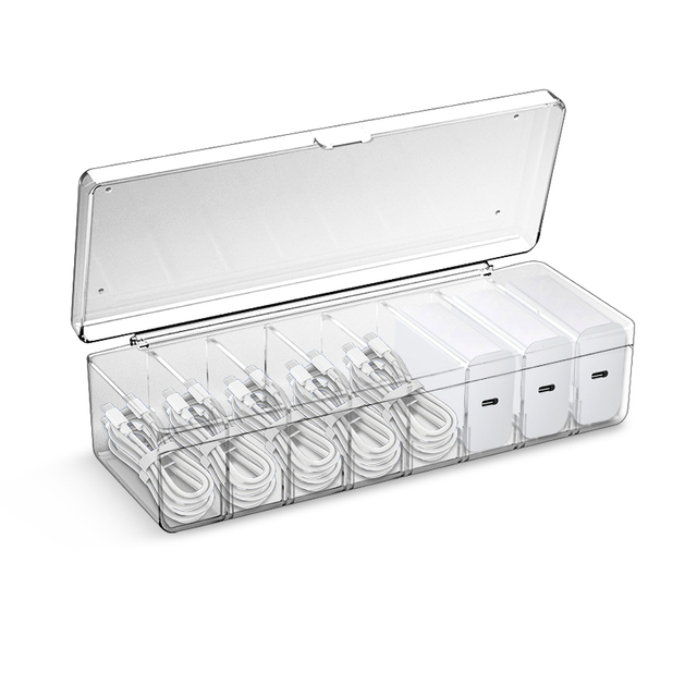 High Quality 8 Compartments Multi-functional Clear Storage Organizer Portable Space-saving Wire Storage Box