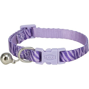 Collar para gato Trixie con estampado de cebra, morado y azul, con cascabel, talla 0 - Product Image 3