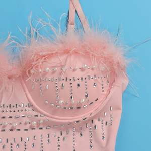 OuYaan 2024 alla moda abito da festa da Cocktail con finiture in piuma Mini abiti con strass e perle - Product Image 3