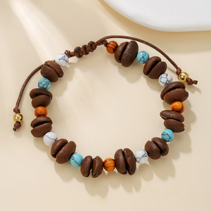 Sugar Cube <b>Bracelet</b> For Women Irregular <b>Beaded</b> Coffee Bean Minimalist Jewelry Mixed Materials Geometric Design - Product Image 4