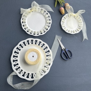 Assiette creuse en porcelaine fine SONYA, motif gaufré, style américain, pour desserts, vaisselle occidentale - Product Image 5