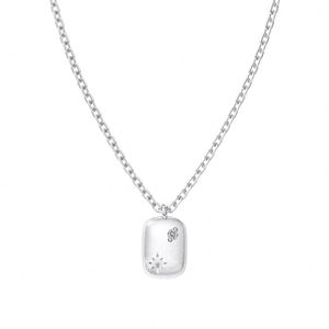 สร้อยคอพร้อมจี้ประดับเพชรคิวบิกเซอร์โคเนีย 5A รุ่น Dylam Timeless Fine Jewelry ทำจากเงินแท้ 925 ชุบโรเดียม สำหรับผู้หญิง - Product Image 1
