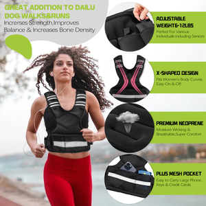 Có thể điều chỉnh Neoprene trọng vest cho phụ nữ 6-12 lbs rucking vest với 6 ironsand trọng lượng Polyester phụ cho tập thể dục tập thể dục - Product Image 5
