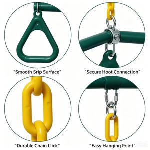 Barra de Columpio Tipo Trapecio para Patio Trasero, Accesorios para Columpio de 16.5 Pulgadas, Cadenas de Aleación Recubierta de <span class=keywords><strong>47</strong></span> Pulgadas, 2 Ganchos de Seguridad, Capacidad Máxima <100 kg - Product Image 2
