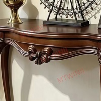 Consola Delgada con Base Abierta, 51x18, Ideal para Pasillos Estrechos y Entradas Pequeñas, Sin Bloqueos - Mesa Consola Estrecha con Tallados Ornamentales