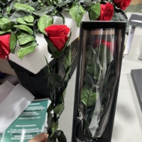 Rose éternelle Lovebay, une seule rose dans une boîte, fleurs naturelles préservées, rose véritable éternelle, rose préservée à jamais, longue tige