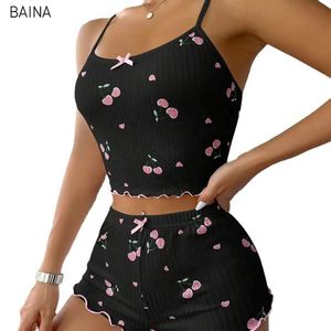Pyjama imprimé sexy 2 pièces : ensemble décontracté de camisole et short à grande élasticité pour la maison - Product Image 6