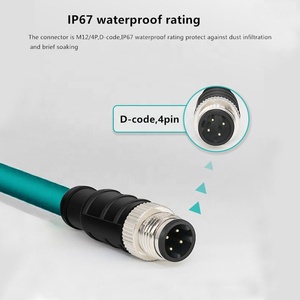 สายเคเบิลอีเทอร์เน็ตสำหรับอุตสาหกรรม RJ45 M12สายแลน4Pin D-Type ตัวผู้ที่มีความยืดหยุ่นสูงช่องต่อสายแลนสำหรับเครือข่าย Cat6