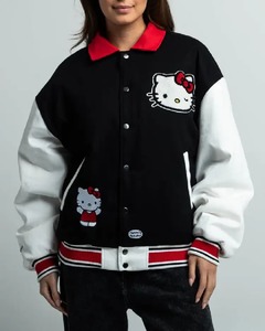 Chaqueta Bomber Varsity Personalizada de Alta Calidad para Mujer, con Cuello Alto de Lana y Cuero, Estilo Béisbol Universitario, Ropa de Invierno Urbana, No Tejida - Product Image 1