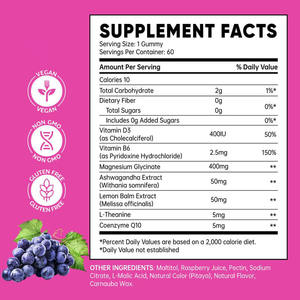 El suplemento <span class=keywords><strong>de</strong></span> <span class=keywords><strong>Ashwagandha</strong></span> vegano OEM y ODM protege la salud cardiovascular, gominolas <span class=keywords><strong>de</strong></span> glicinato <span class=keywords><strong>de</strong></span> magnesio - Product Image 2