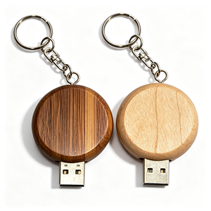Clé USB 2.0 Ronde en Bois Écologique, Nouvelle, Vente en Gros, 4 Go/32 Go, Logo Personnalisé Gravé, Usage Professionnel - Product Image 2