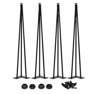 Pieds de table en fer et acier noirs, style épinglette, pour mobilier de restaurant, extérieur, hôpital, salle à manger, café, salon - Vente en gros à prix abordable - Product Image 1