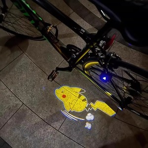 Bicycle Rear <b>Light</b> <b>LED</b> <b>Projector</b> Pikachu Pattern IPX4 Waterproof Night Riding Bike Tail <b>Light</b> 4 Modes Battery Powered - Product Image 4