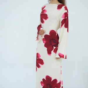 2025 nuova collezione abiti da donna <span class=keywords><strong>abbigliamento</strong></span> islamico stampato in poliestere <span class=keywords><strong>abbigliamento</strong></span> da donna chiuso Abaya Muslim Maxi abito - Product Image 4
