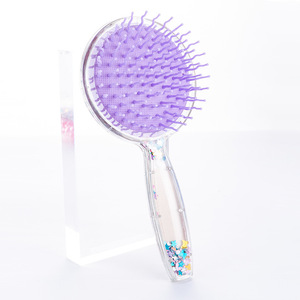 Cute Girly Massage <b>Comb</b> Large Portable Travel Detangle-Free Hair Brush With Glitter Design - Product Image 4