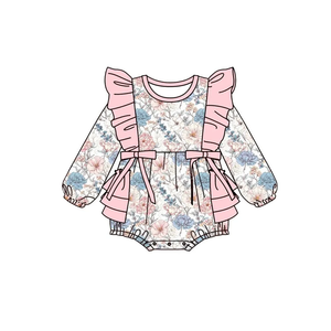 Vestido Tipo Romper para Bebés y Niñas Pequeñas, Estampado Floral, Manga Corta, Línea A, Largo hasta la Rodilla, Estilo Lindo para Primavera y Otoño, Venta al Por Mayor - Product Image 2