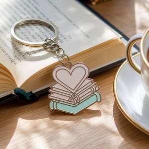 พวงกุญแจแฟชั่นวินเทจสำหรับคนรักหนังสือ ดีไซน์ฟรี ผลิตจากโลหะผสมสังกะสี ชุบทองเหลืองโบราณ - Product Image 2