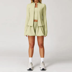 Joyyoung 2026 Ensemble de sport pour femmes, best-seller, pour la course à pied <span class=keywords><strong>et</strong></span> le yoga, short, débardeur de sport <span class=keywords><strong>et</strong></span> <span class=keywords><strong>veste</strong></span> athlétique <span class=keywords><strong>respirante</strong></span> - Product Image 3