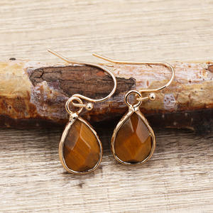 Orecchini in Cristallo di Occhio di Tigre Naturale 12MM Oro e Argento, Forma a Goccia, Gioielli Classici per Feste e Regali per Bambini - Product Image 3