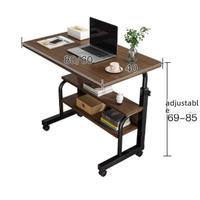 Grand bureau d'ordinateur de chevet avec roulettes, table amovible et étagère de rangement inférieure