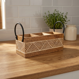 Acacia Wood Kitchen Cooking Utensils Organizer Flatware Utensil Wooden Utensil Holder Wooden Cutlery Holder - Product Image 5