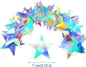Vente en gros de banderoles d'étoiles Décoration irisée-Disco holographique-Euphorie Guirlande de décoration d'étoiles pour l'obtention du diplôme Fête de Noël - Product Image 2