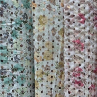 Tissu en voile de polyester à imprimé floral, broderie ajourée, style Dubaï, pour robes de mariée et vêtements féminins (OEM/ODM)