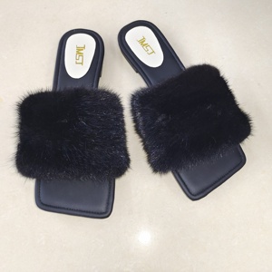 2023 diapositive di pelliccia per le donne pantofole di pelliccia di <span class=keywords><strong>visone</strong></span> all'ingrosso pantofole estive personalizzate con zeppa - Product Image 1