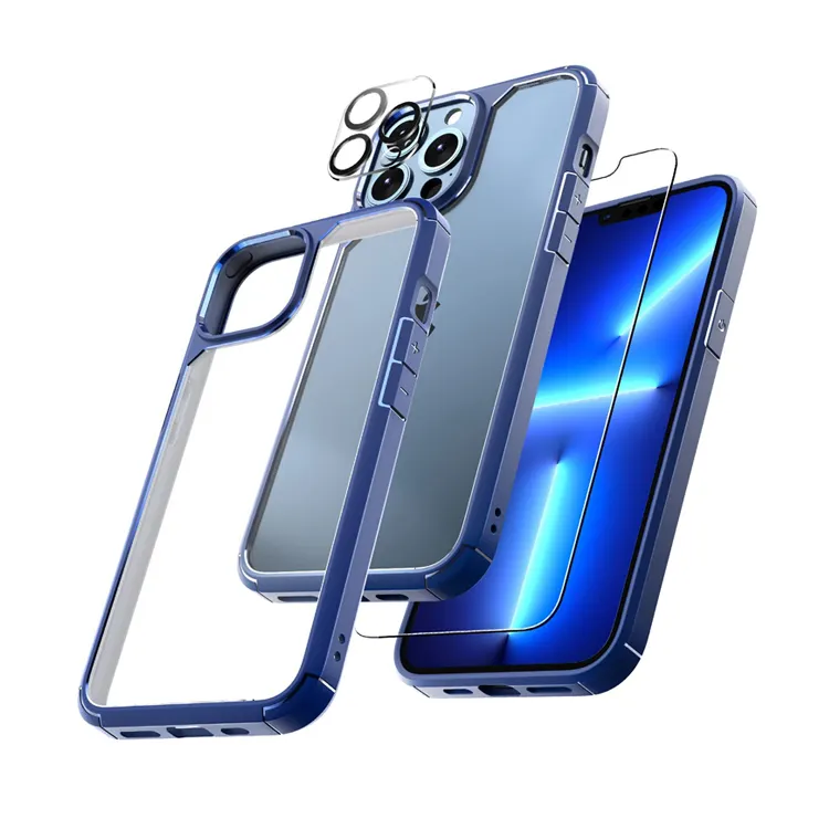 Wholesale 360 Full Body TPU Protective Phone Cover for iPhone 13 Pro Max Shockproof Tempered Glass Cell Phone Case for iPhone 13