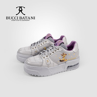 BUCCI BATANI Chaussures décontractées respirantes à lacets gris éléphant avec semelle intermédiaire en cuir véritable et semelle extérieure en caoutchouc XL SC086-E015