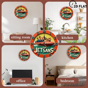 <b>Round</b> Wooden Wall Clock 25cm Slim Frame Silent Non Ticking Home Office Simple Wall Clock - Product Image 2
