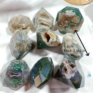 Offre Spéciale : Cristaux de Guérison Faits Main en Pierres Précieuses Naturelles – Agate Mousse Énergétique en Formes de Diamant, Idéal pour un Cadeau - Product Image 2