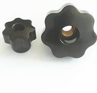 Bouton étoile de serrage en plastique noir avec trou traversant, filetage OD40*M8 ou 1/4-20