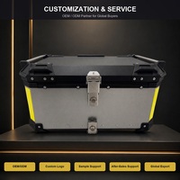 Boîte à bagages arrière pour moto en alliage d'aluminium argenté, étanche et verrouillable, 65L, vente en gros d'usine, boîte de rangement pour les voyages