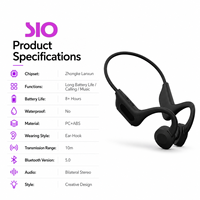Bluetrum Chip Bluetooth5.0 Headset Konduksi Tulang Model Pengait Telinga Lebih dari 8 Jam Siaga Panjang Desain Kreatif Hitam Stereo Konduksi Tulang