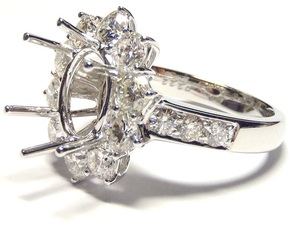 Bague en forme de vrai diamant blanc pour femme, bijou décoratif de conception précieuse, 18 carats, montage ovale, fixation de griffe, bague en fleur pour dames - Product Image 2