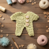 EG25109 9X7,5CM Mini-Babystrampler Puppenoutfit 100% Baumwolle für Taufe Babyparty & Neujahrs-Geschenk mit Bärenknopf