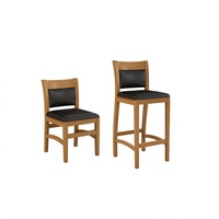 Chaise de salle à manger européenne à dossier haut en bois, avec revêtement en cuir, pour restaurant et café
