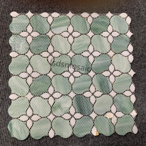 Mosaïque de vitrail moderne en forme de fleur verte Finition en bois brillant Décoration murale d'intérieur Salon Hôtel Appartement <span class=keywords><strong>Parquet</strong></span> poli - Product Image 6