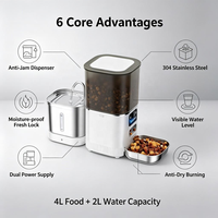 Distributeur automatique intelligent 2-en-1 pour animaux de compagnie et fontaine à eau 4L, distributeur de nourriture pour chats et chiens 2L, bol en acier inoxydable, double alimentation