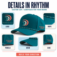 Nouvelle Casquette de Golf Sportive en Polyester Imperméable à 5 Panneaux avec Logo Personnalisé en PVC, Casquette de Baseball Perforée Découpée au Laser, Casquette de Papa avec Cordon