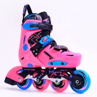 Patins à roulettes professionnels ajustables à semelle rigide et paillettes pour enfants, 4 roues avec roulettes lumineuses, chaussures de roller d'extérieur