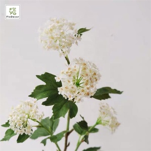 Vente en gros Voile de mariée artificiel à 5 têtes Fleurs Spirea Boule de neige Petit hortensia blanc pour mariage Fleurs décoratives - Product Image 3