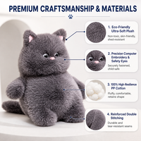 Jouets en peluche populaires pour animaux de compagnie, en coton PP, brodés, super doux, mignons, en forme de chat, 40/50/60 cm, promotion en gros, durables
