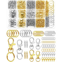 Nouveau produit transfrontalier très demandé : Kit de 990 pièces pour la fabrication de porte-clés et accessoires de bijoux DIY, comprenant chaîne à maillons ronds et crochets de boucle
