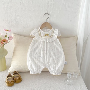 Tutina Estiva a Maniche Corte per Neonata, Abbigliamento Casual per il Centenario del Bambino - Product Image 1